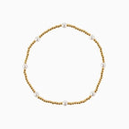Gold Ball Bead Pearl Accent Bracelets, Set of 5
