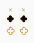 Mother of Pearl Clover & Stud Earring Set