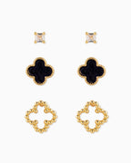 Mother of Pearl Clover & Stud Earring Set