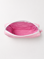 Brooke & Co pink polka dot makeup bag inside view