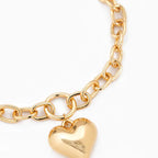 Puffy Heart Chunky Oval Chain Necklace