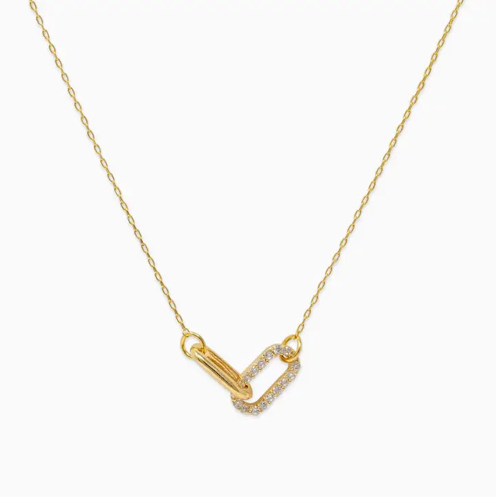Contrast Cz Clip Link Pendant Necklace