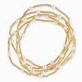 Gold Ball Bead Pearl Accent Bracelets, Set of 5