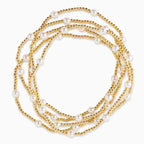Gold Ball Bead Pearl Accent Bracelets, Set of 5