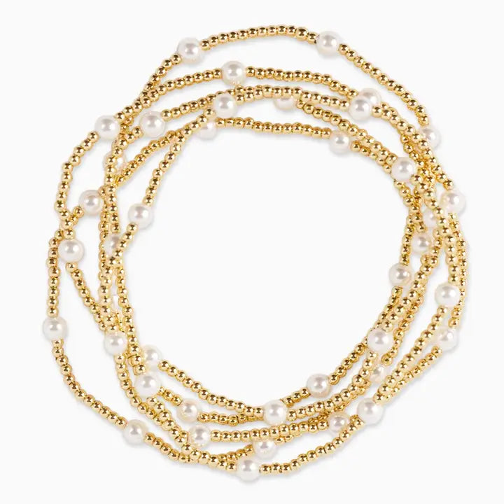 Gold Ball Bead Pearl Accent Bracelets, Set of 5