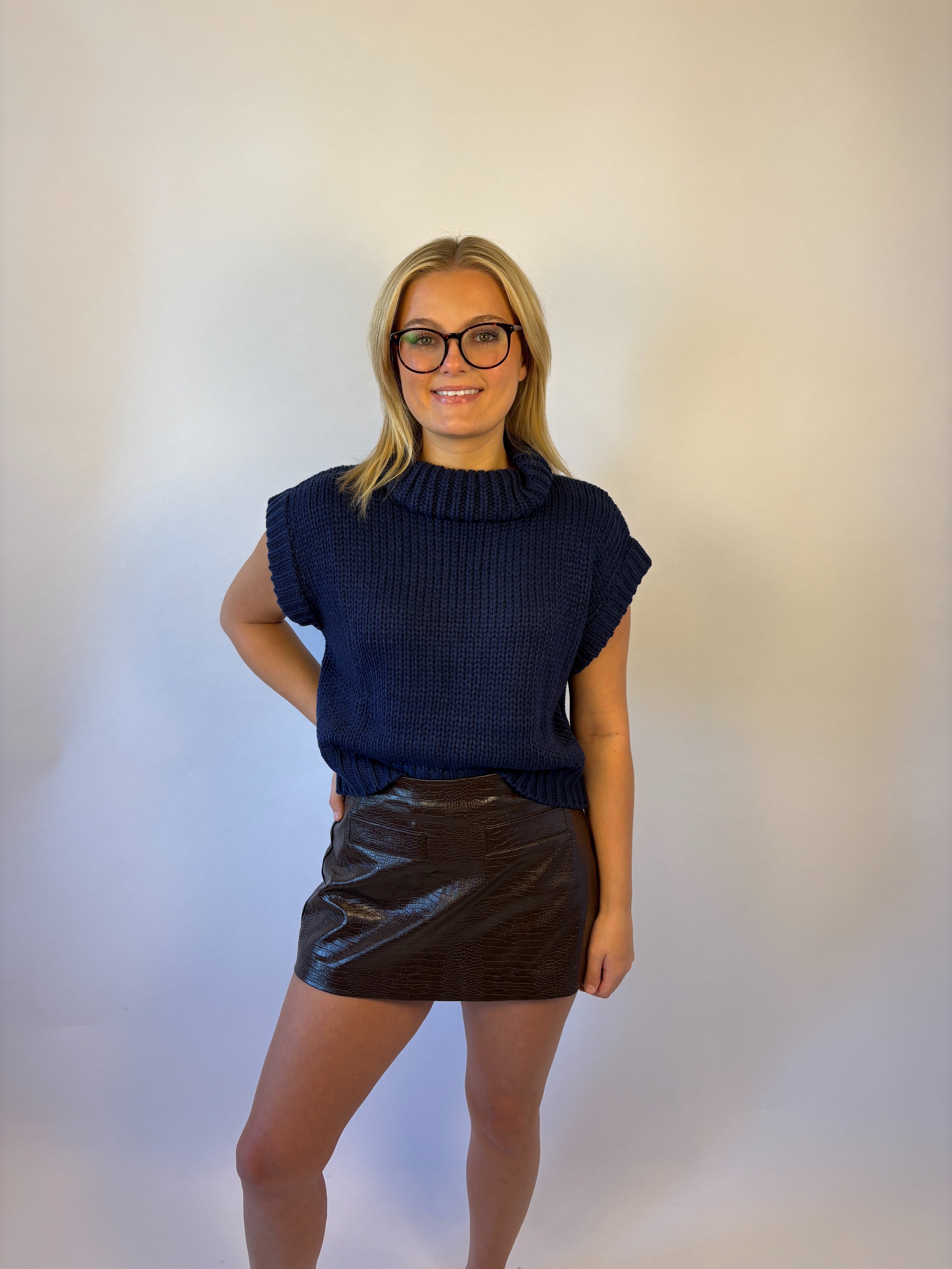 brooke & co the kirsten skort  luxe crocodile-embossed faux leather. This high-waisted skort combines a sleek, polished look with the comfort of built in shorts. 