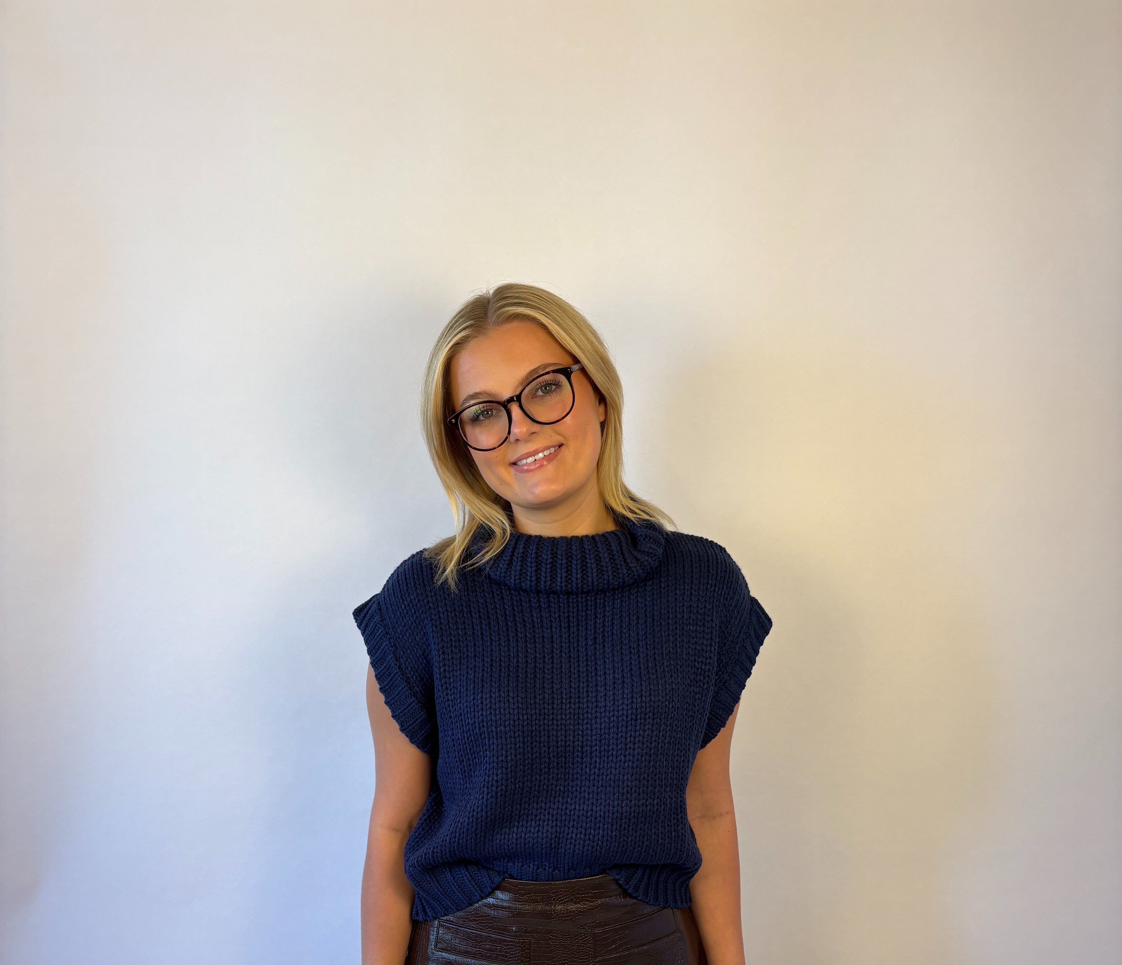 brooke & co the aspen sweater Featuring a modern cropped fit and soft knit texture, sleeveless with a loose turtle neck