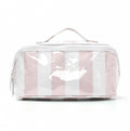 Brooke & co striped cosmetic pouch pink and white stripe