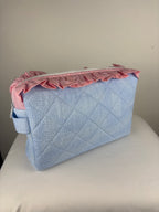 Brooke & Co ruffle beauty bag with ruffle trip detail and zipper