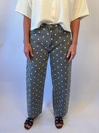 brooke & co the kylie jeans  Featuring an allover polka dot print, a flattering high rise waist, and a relaxed wide leg silhouette