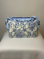 Brooke & Co ruffle beauty bag with ruffle trip detail and zipper