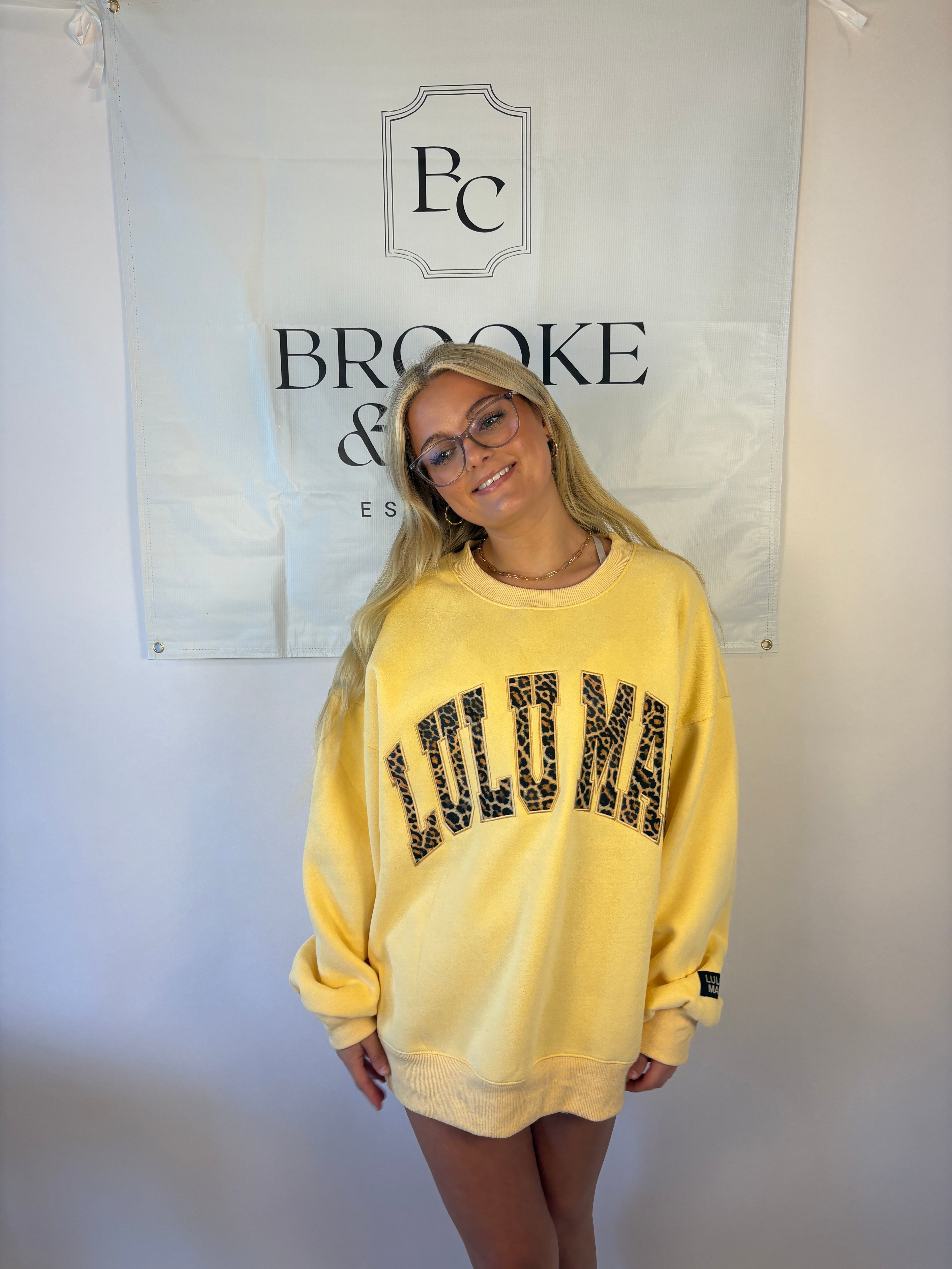 Brooke & co butter yellow Lulu Mac leopard sweatshirt