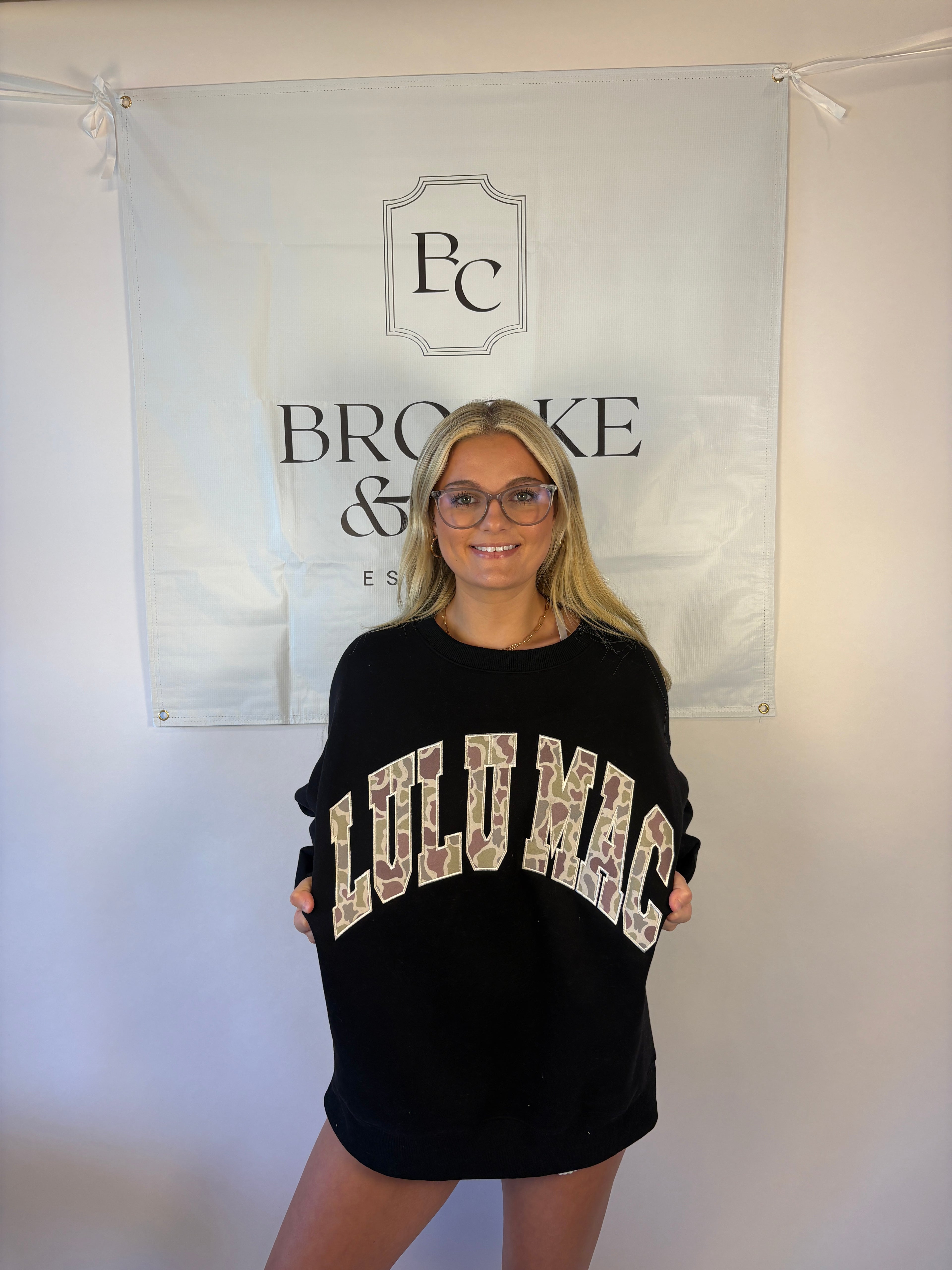 Brooke & Co black Lulu Mac camo sweatshirt