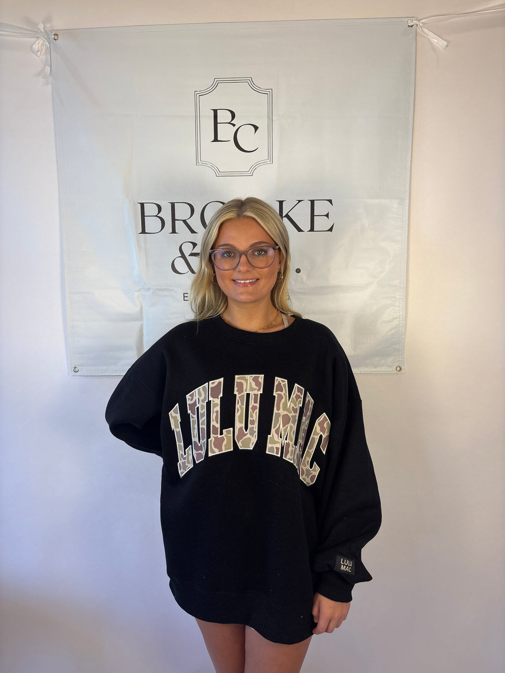 Brooke & Co black Lulu Mac camo sweatshirt