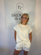 Brooke & Co darling in dots white and black polka set with matching shorts with pockets
