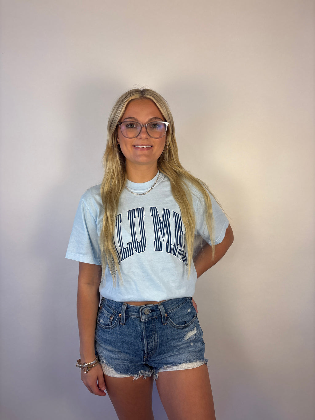 brooke & co lulu mac light blue tee shirt