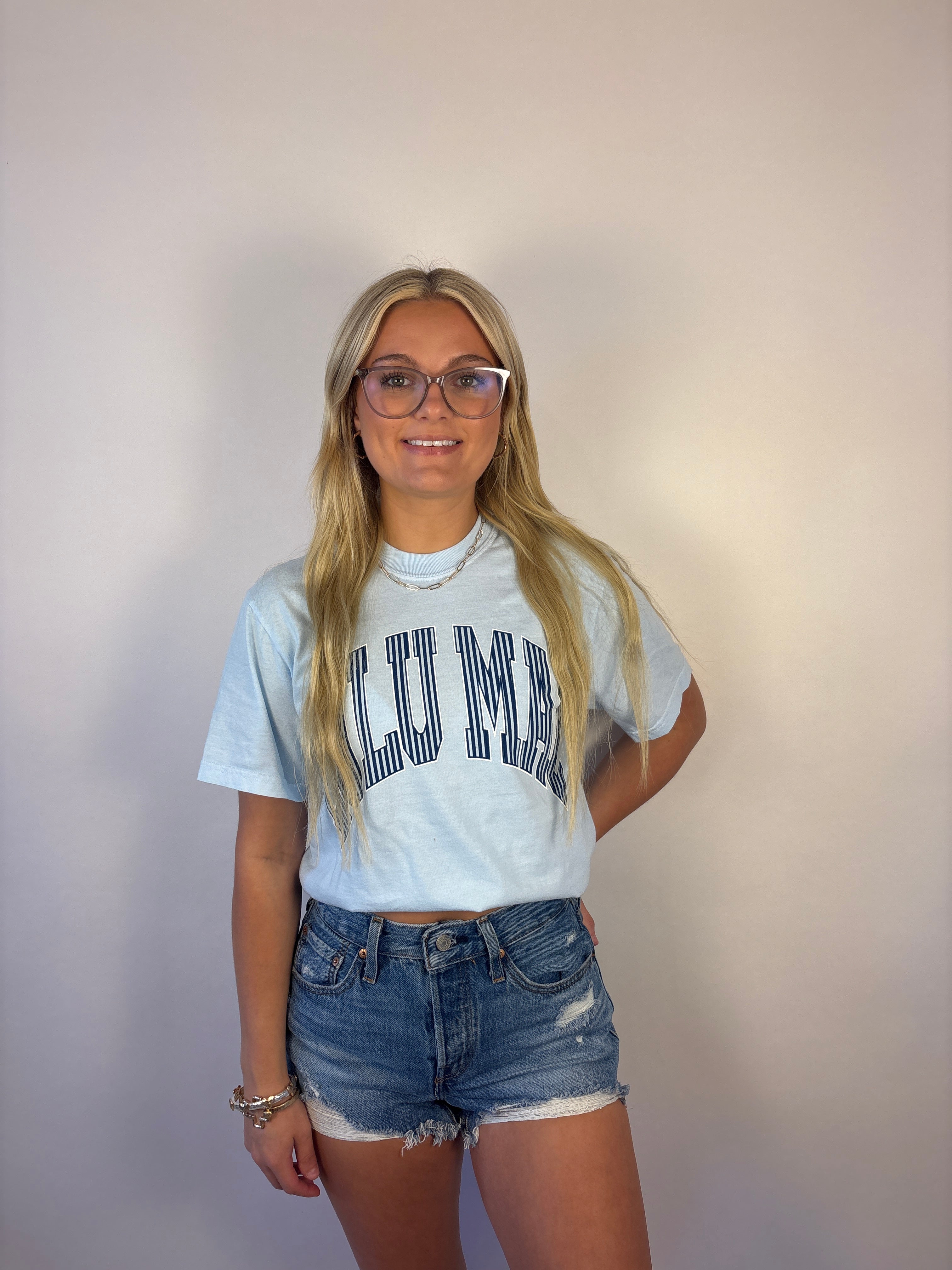 brooke & co lulu mac light blue tee shirt