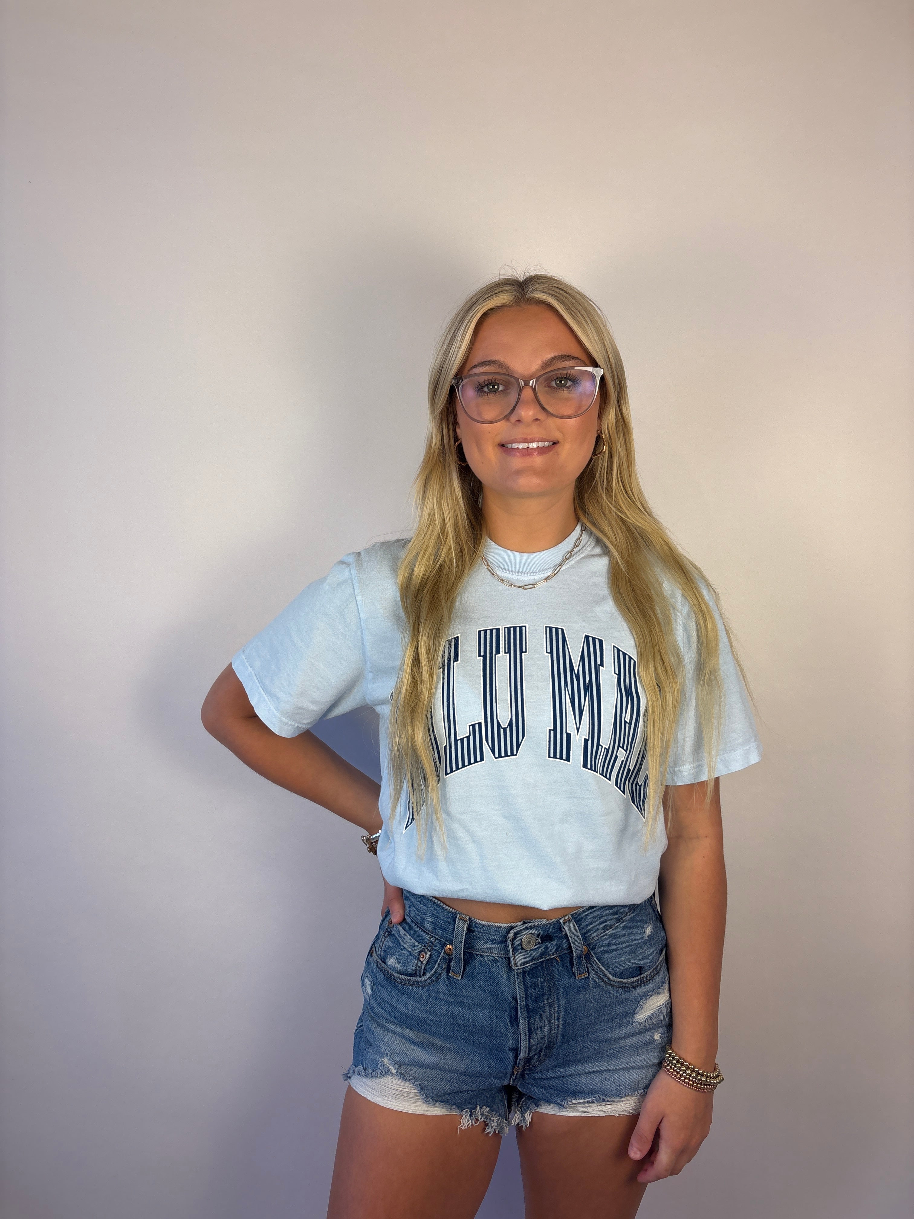 brooke & co lulu mac light blue tee shirt