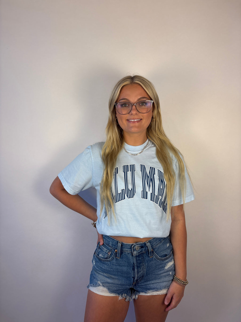 brooke & co lulu mac light blue tee shirt