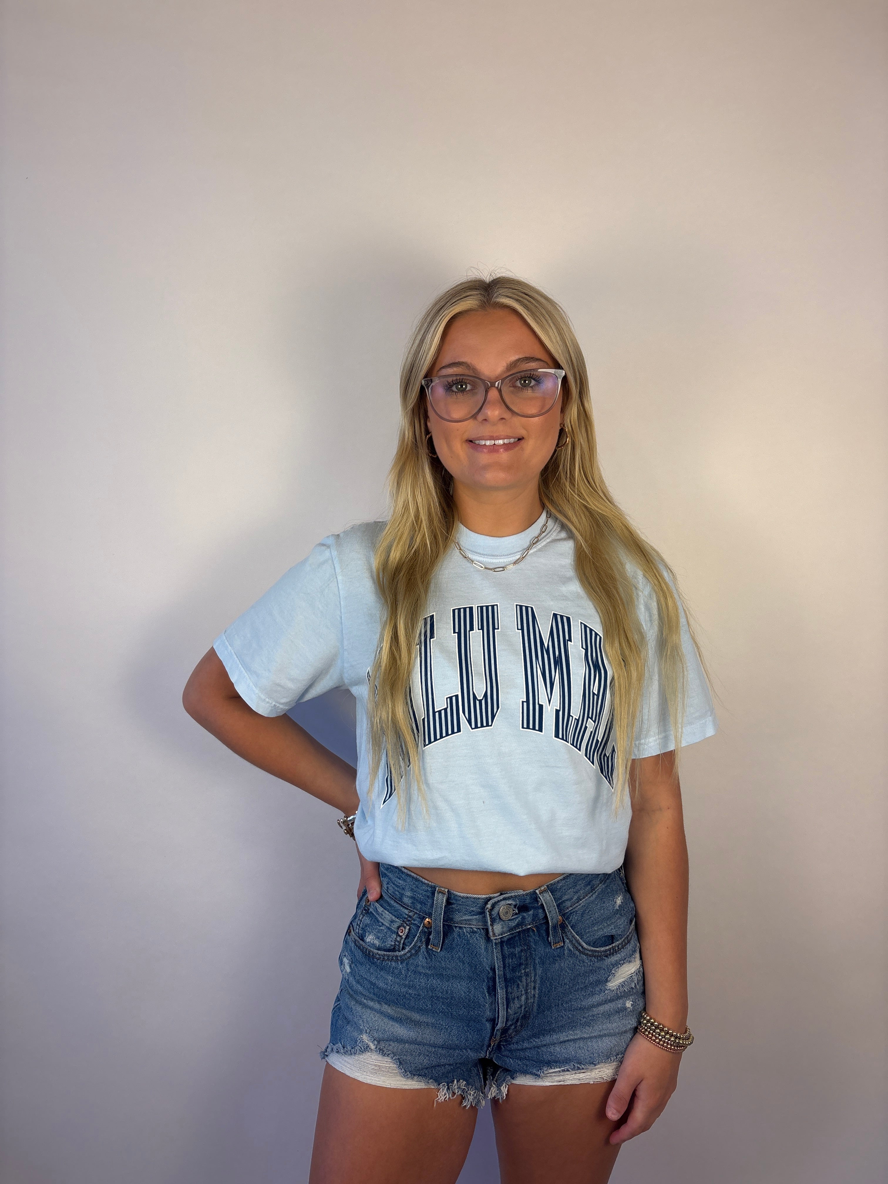brooke & co lulu mac light blue tee shirt