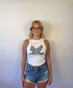 Brooke & Co The mallory tank featuring a sleeveless tank with bejeweled mallard duck 