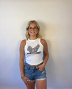 Brooke & Co The mallory tank featuring a sleeveless tank with bejeweled mallard duck 
