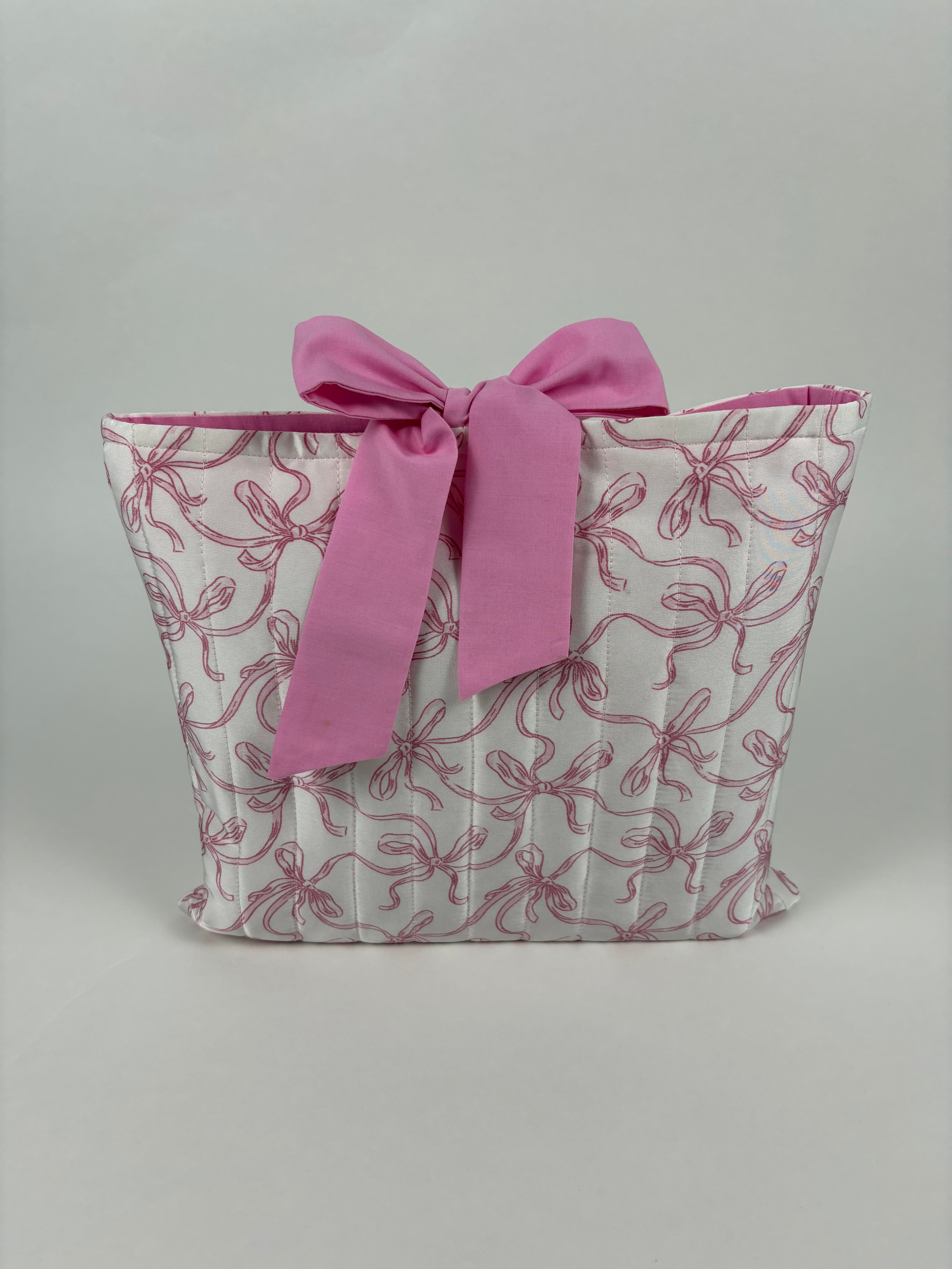 Brooke & Co handmade quilted Bible cover pink bow print with bow tie