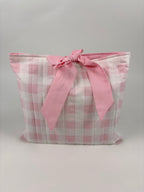 Brooke & Co handmade quilted Bible cover pink gingham print with bow tie