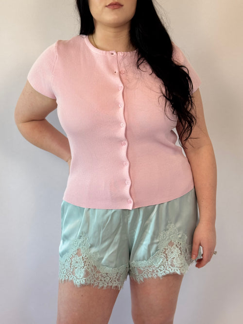 Brooke & Co Blushing Babe Knit pink boutique knit top front detail