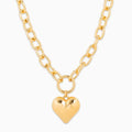 Puffy Heart Chunky Oval Chain Necklace