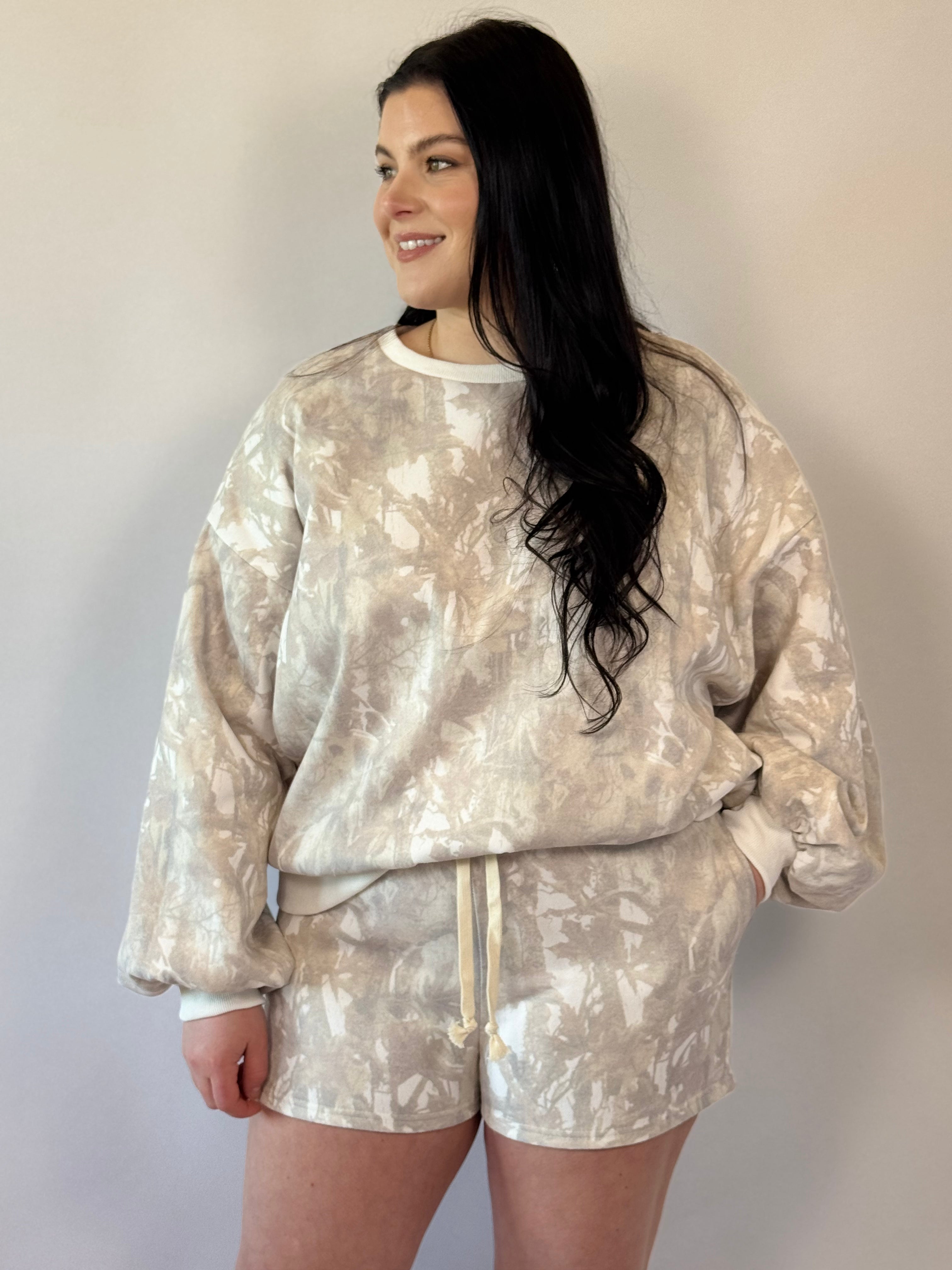 Brooke & Co Cozy Camo Set camo print two piece lounge set front view