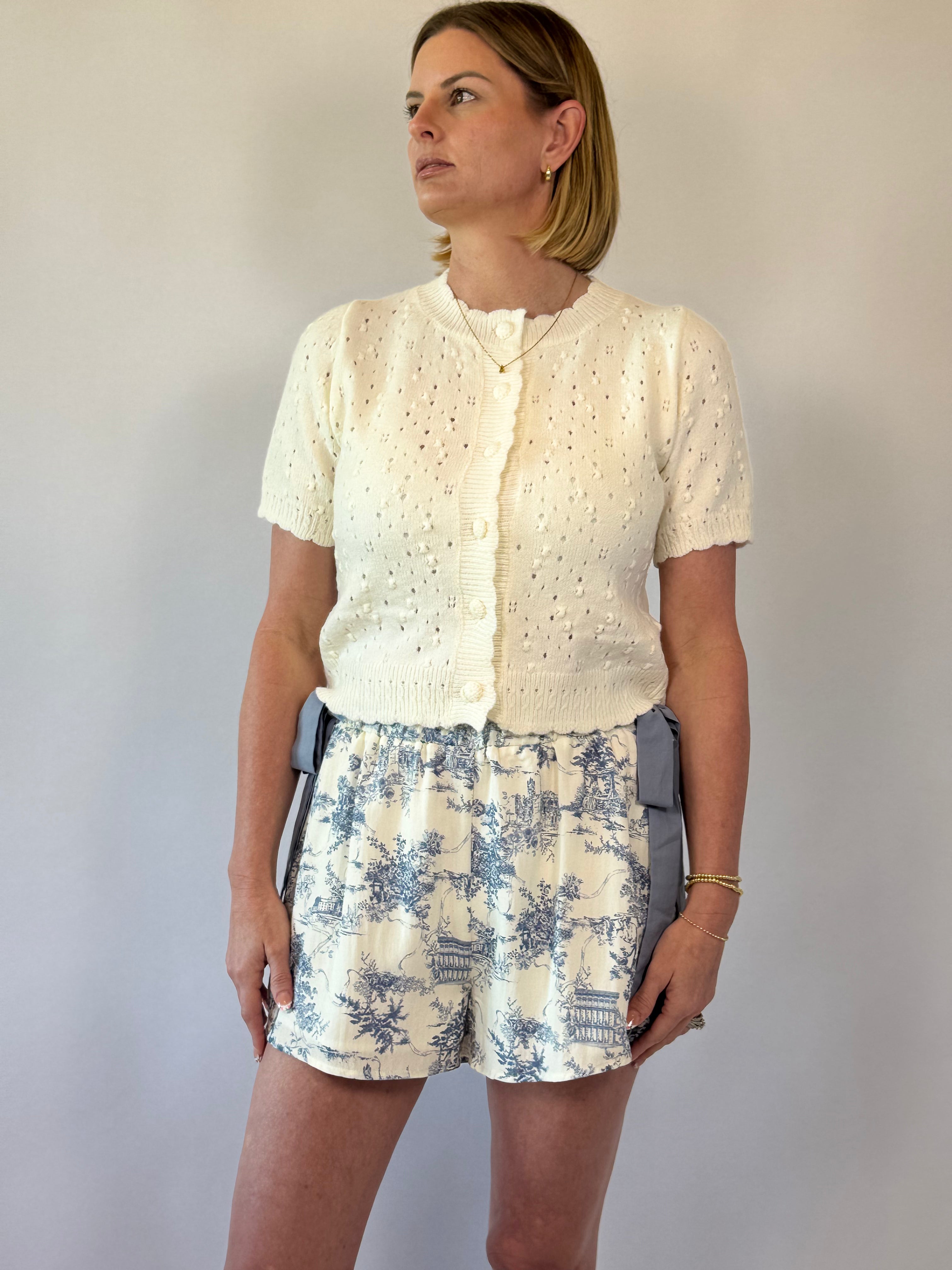 Brooke & Co Everyday Darling Top ivory boutique knit button down sweater front view