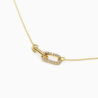 Contrast Cz Clip Link Pendant Necklace