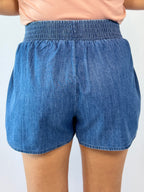 Brooke & Co Easy Days Denim Shorts lightweight denim boutique shorts back detail