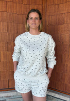 brooke & co grey and black under the stars top full outfit view with matching shorts